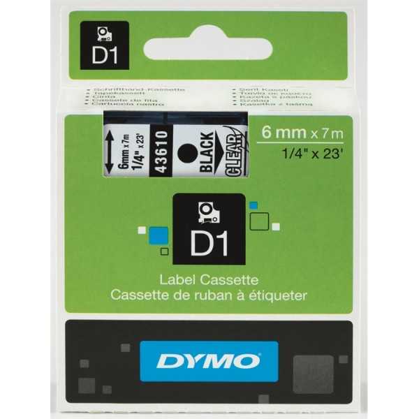 Tarrakasetti Dymo 43610 6mm kirkas/musta