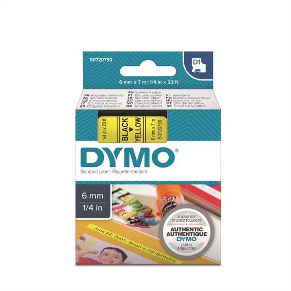Tarrakasetti Dymo D16mmx7m kelt/mustaa