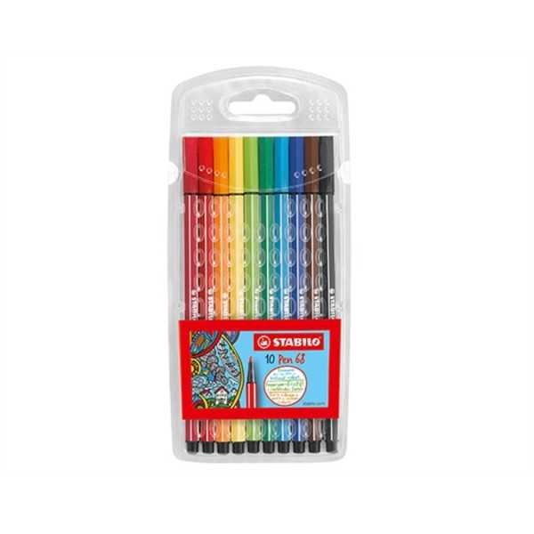 Kuitukärkikynä STABILO Pen 68 10 väriä