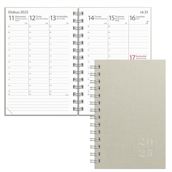 Taskukalenteri Burde 2025 Exclusive tekstiili, beige