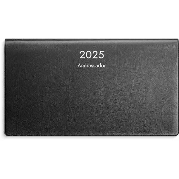 Taskukalenteri Burde 2025 Ambassador muovikansi, musta
