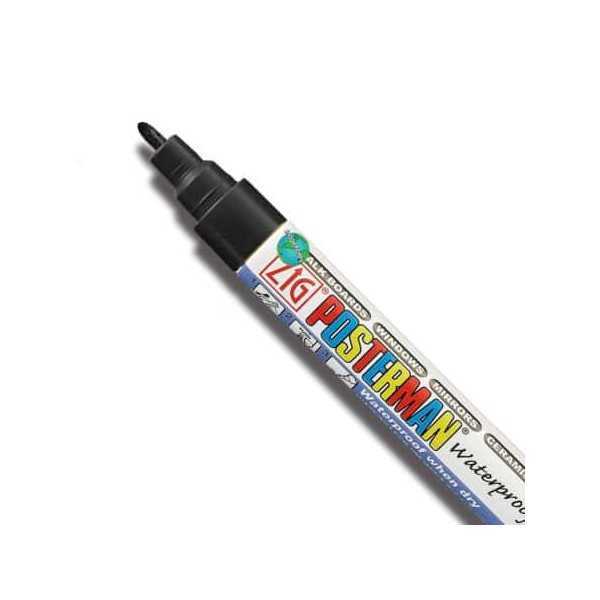 ZIG Posterman Lasi/liitutaulukynä 1mm, musta