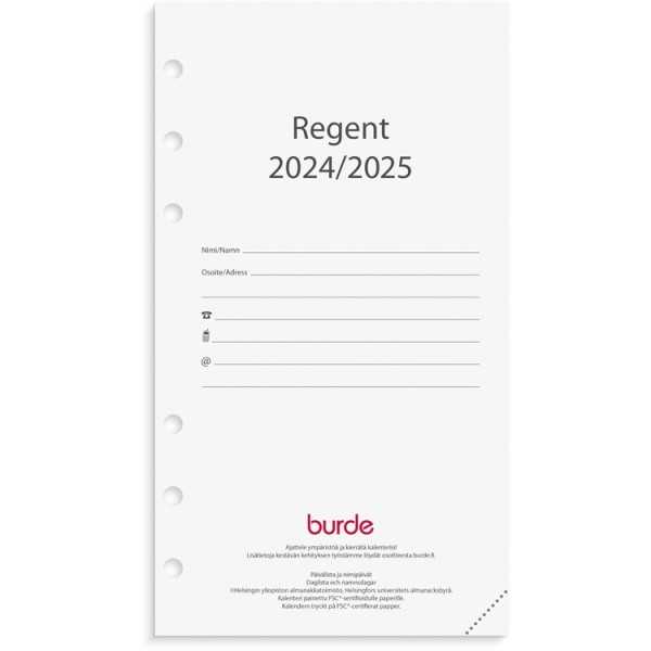 Vuosikalenteri Burde 2025 Regent kalenteripaketti 18 kk