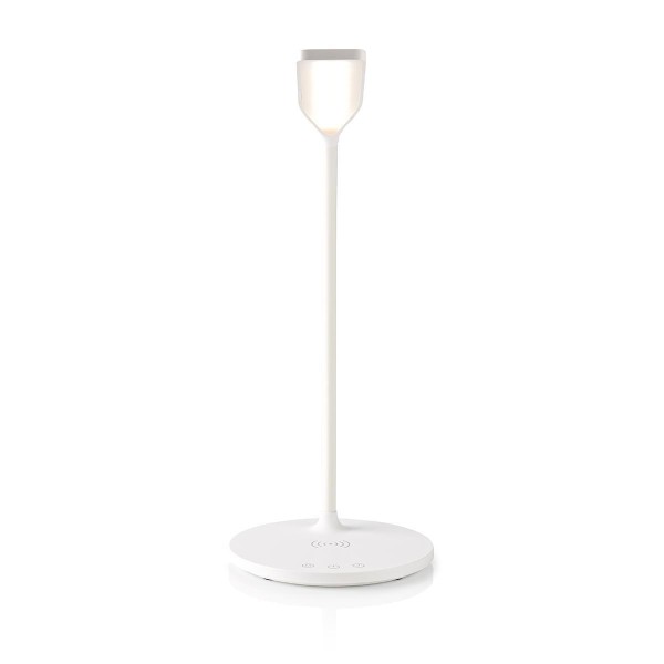 LED-pöytävalaisin langattomalla latauksella, valkoinen