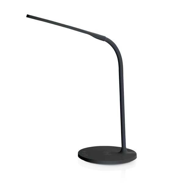 LED-pöytävalaisin langattomalla latauksella, musta