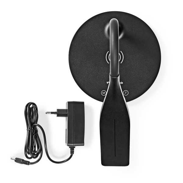 LED-pöytävalaisin langattomalla latauksella, musta