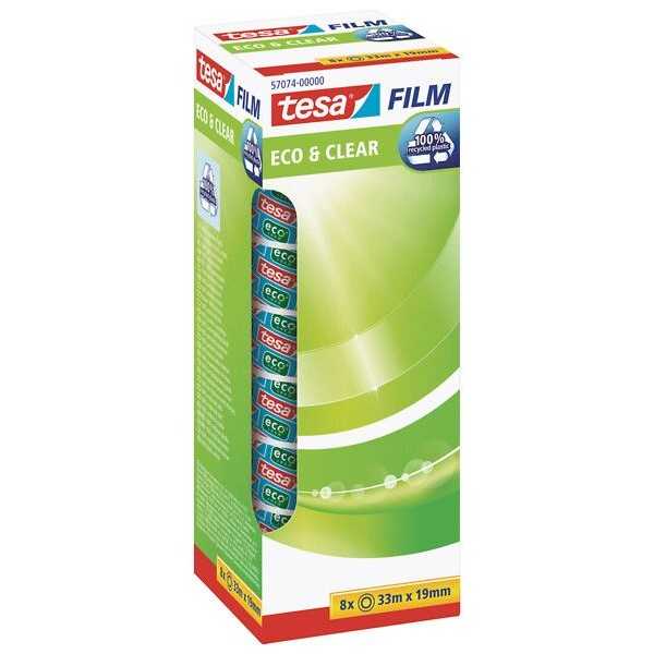 Tesa Eco Clear yleisteippi näkymätön 19mm x 33m 8 rll rasiassa