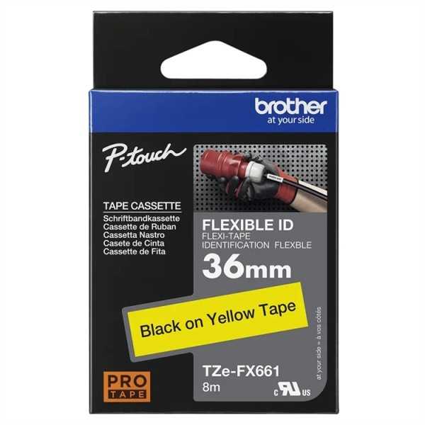 P-TOUCH 36MM TZE-FX661 MUSTA/KELT. FLEXI