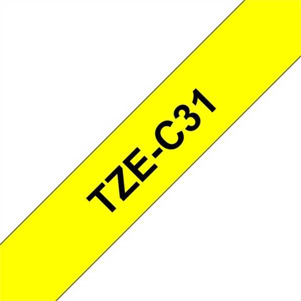P-TOUCH 12MM TZE-C31MUSTA/NEONKELTAINEN