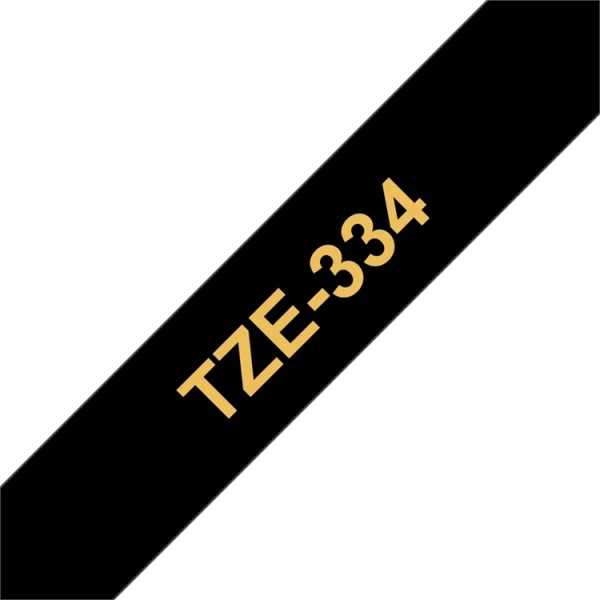 P-TOUCH 12MM TZE-334KULTA/MUSTA