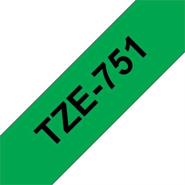 P-TOUCH 24MM TZE-751MUSTA/VIHREÄ