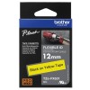 P-TOUCH 12MM TZE-FX631 MUSTA/KELT. FLEXI