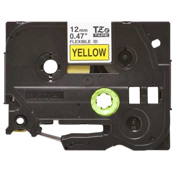P-TOUCH 12MM TZE-FX631 MUSTA/KELT. FLEXI