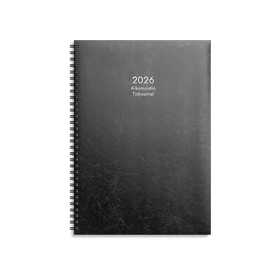 Kalenteri 2026 Aikamuistio musta keinonahkakansi parikierres
