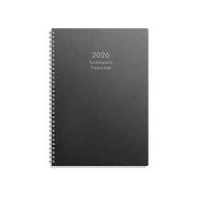 Kalenteri 2026 Tuntimuistio musta Eco parikierresidottu A4