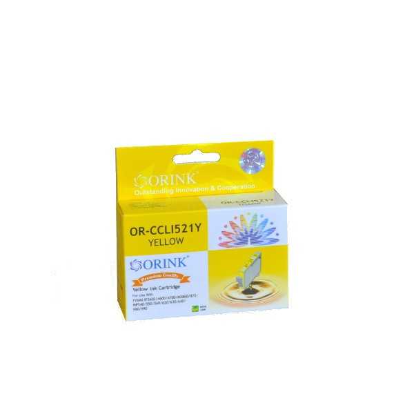 ORINK Tusz CLI521Y do drukarek Canon Pixma MP540 / MP620 / MX870 / IP3600 , keltainen , 10,5 ml