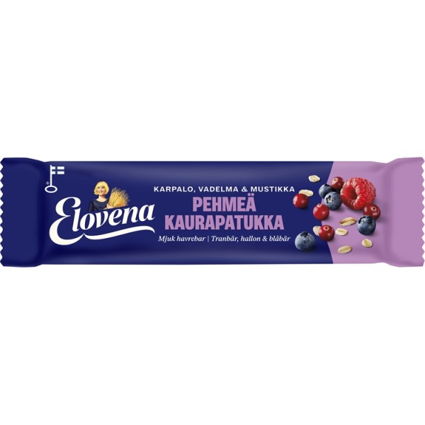 Pehmeä välipalapatukka Elovena karpalo 