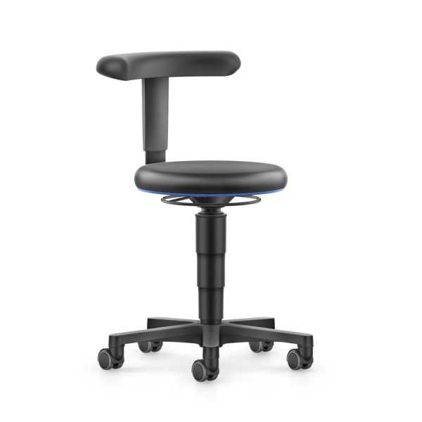 Stool työjakkara - säädettävä selkätuki, musta keinonahka