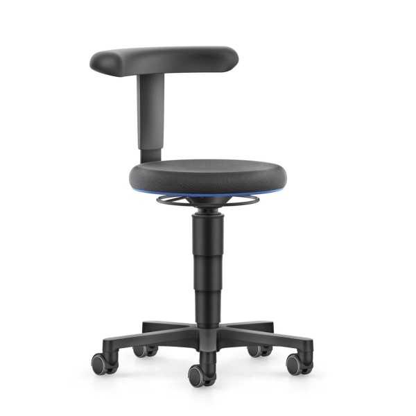 Stool työjakkara - säädettävä selkätuki, musta kangas