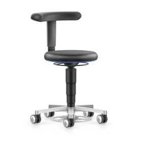 Stool työjakkara, keinonahka, jalkasäädin - säädettävä selkätuki