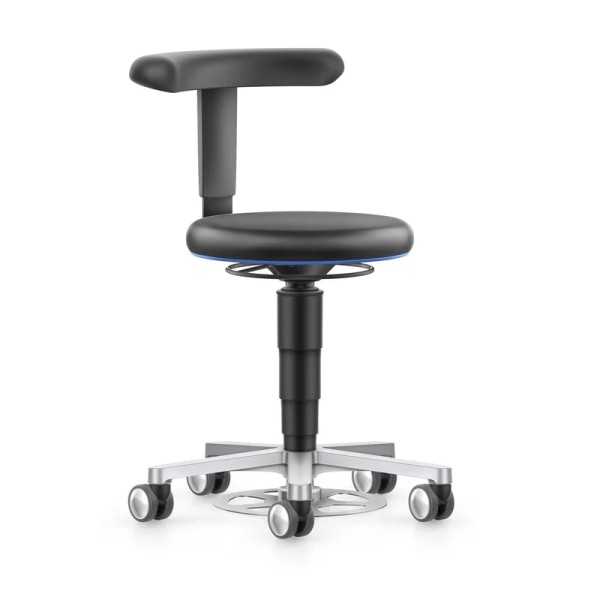 Stool työjakkara, keinonahka, jalkasäädin - säädettävä selkätuki
