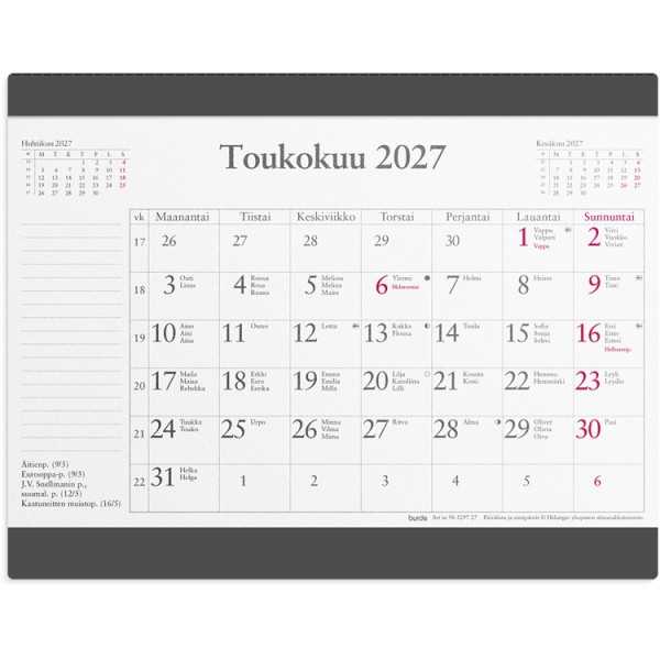 Hiirimatto kuukausikalenterilla 2027 