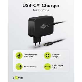 USB-C-laturi kannettaville tietokoneille (65 W) musta