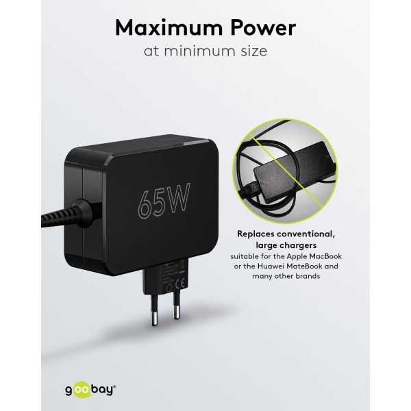 USB-C-laturi kannettaville tietokoneille (65 W) musta