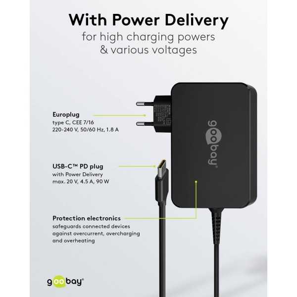 USB-C-laturi kannettaville tietokoneille (90 W) musta