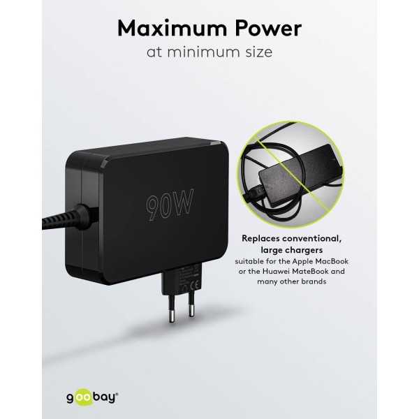 USB-C-laturi kannettaville tietokoneille (90 W) musta