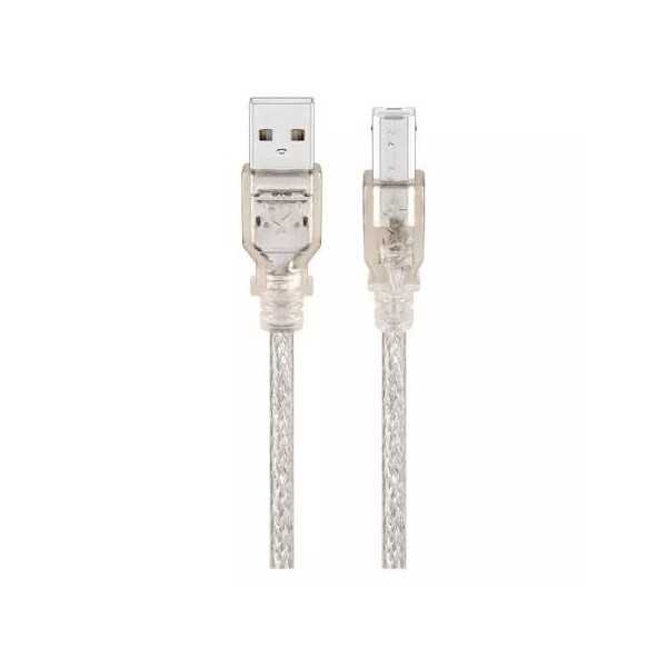 USB-A–USB-B-kaapeli, 1 m, läpinäkyvä