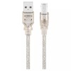 USB-A–USB-B-kaapeli, 1 m, läpinäkyvä