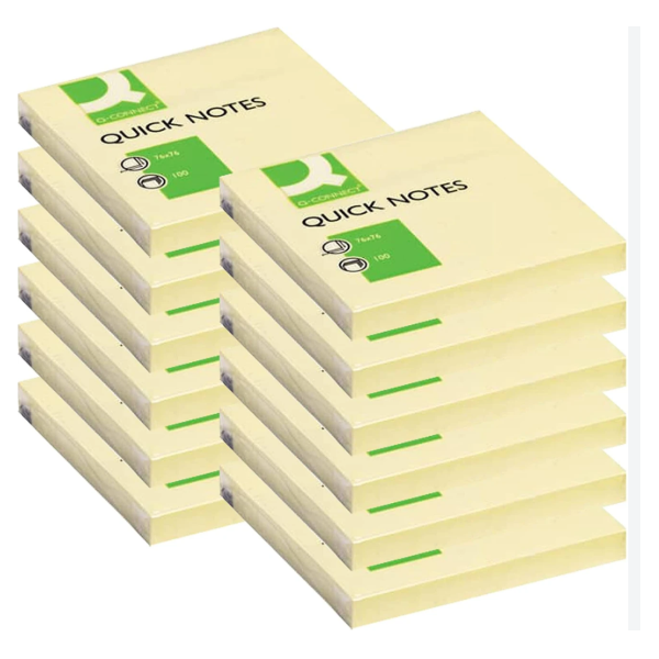 Q-Connect Quick Notes tarralaput 76 x 76 mm, keltainen, 12 kpl