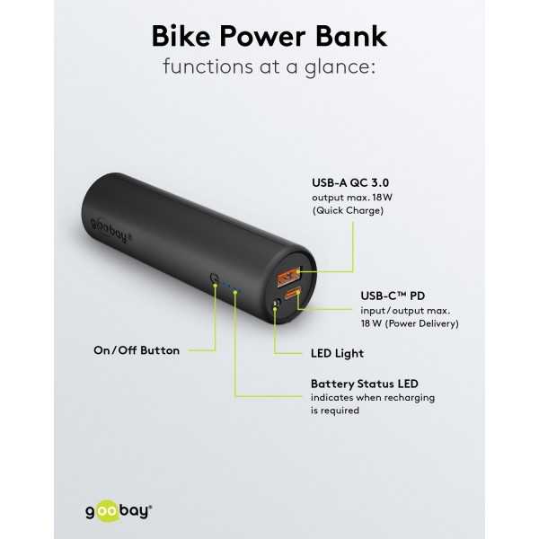 Pyörään kiinnitettävä varavirtalähde 5 000 mAh