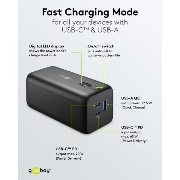 Kannettavan tietokoneen varavirtalähde 20 000 mAh virransyötöllä