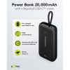 Varavirtalähde 20 000 mAh sisäänrakennetulla USB-C-kaapelilla