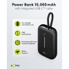Varavirtalähde 10 000 mAh, sisäänrakennetulla USB-C-kaapelilla