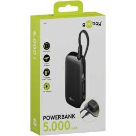 Varavirtalähde 5 000 mAh, jossa sisäänrakennettu USB-C-kaapeli