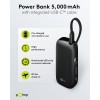 Varavirtalähde 5 000 mAh, jossa sisäänrakennettu USB-C-kaapeli