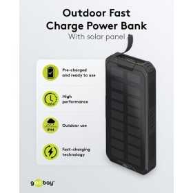 Ulkokäyttöön tarkoitettu aurinkokennovirtapankki 20 000 mAh virransyötöllä