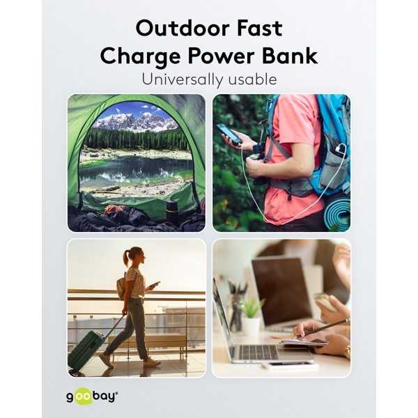 Ulkokäyttöön tarkoitettu aurinkokennovirtapankki 20 000 mAh virransyötöllä