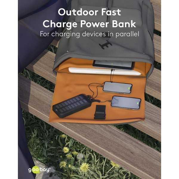 Ulkokäyttöön tarkoitettu aurinkokennovirtapankki 20 000 mAh virransyötöllä