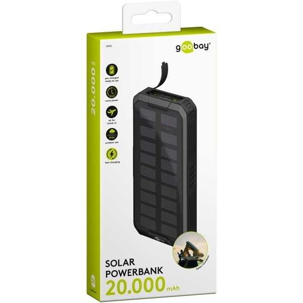 Ulkokäyttöön tarkoitettu aurinkokennovirtapankki 20 000 mAh virransyötöllä