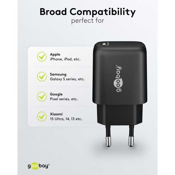 25 W USB-C PD GaN -pikalaturi, musta