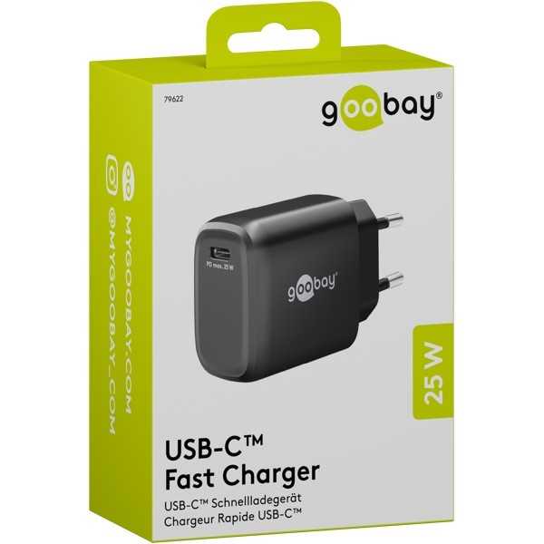 25 W USB-C PD GaN -pikalaturi, musta