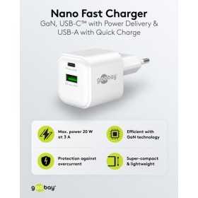 20 W USB-C PD GaN -kaksoispikalaturi, valkoinen