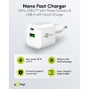 20 W USB-C PD GaN -kaksoispikalaturi, valkoinen