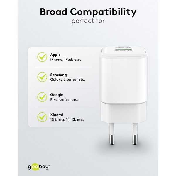 20 W USB-C PD GaN -kaksoispikalaturi, valkoinen