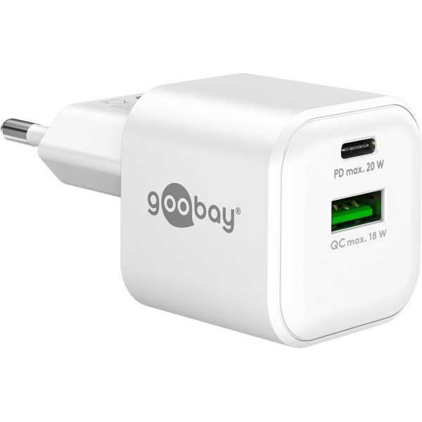 20 W USB-C PD GaN -kaksoispikalaturi, valkoinen