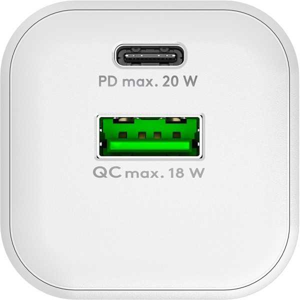 20 W USB-C PD GaN -kaksoispikalaturi, valkoinen